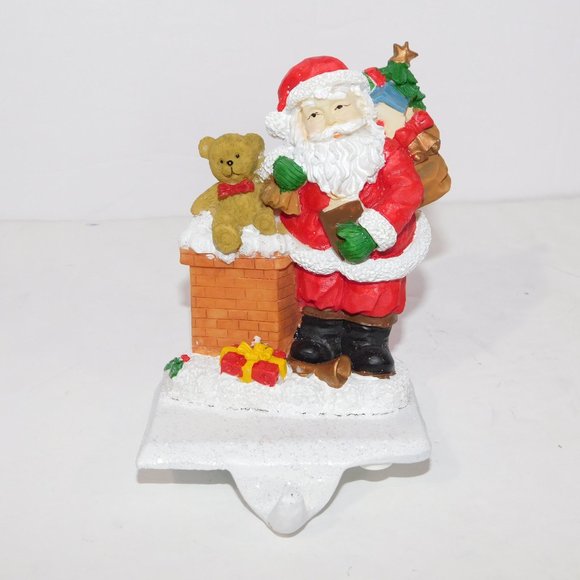 Vintage Santa's Trim Shoppe Chimney Santa Claus Fireplace Mantel Stocking Holder - Picture 1 of 7